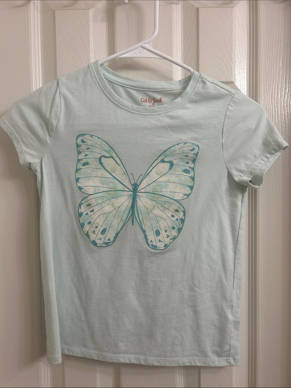 Cat & Jack Light Aqua Tee with Teal Butterfly